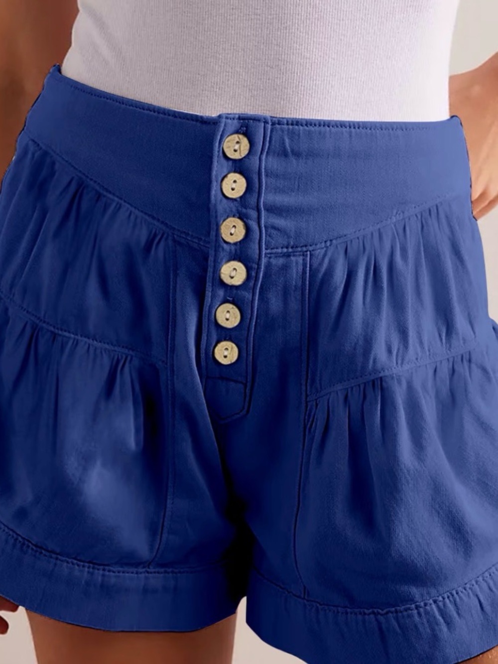 We The Free Royal Blue Tiered Button-Front Shorts
